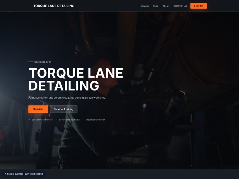 The Torque Lane Detailing demo site