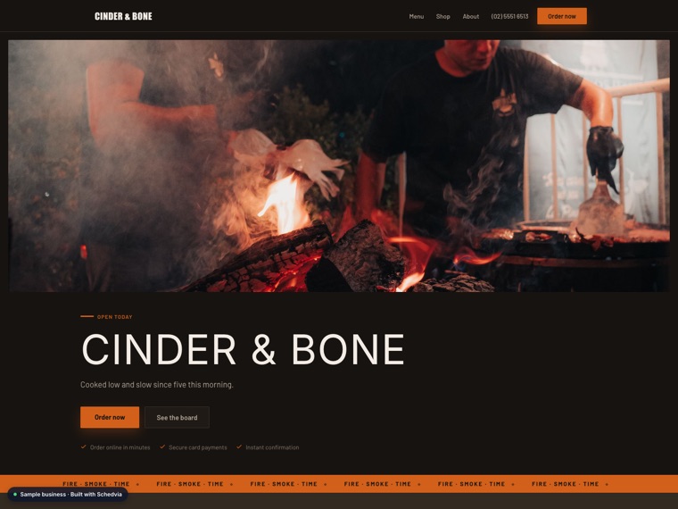 The Cinder & Bone demo site