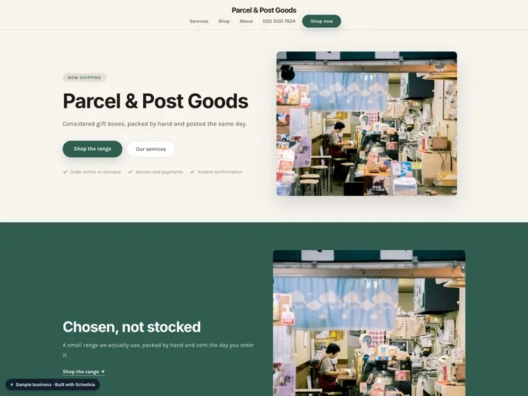 The Parcel & Post Goods demo site