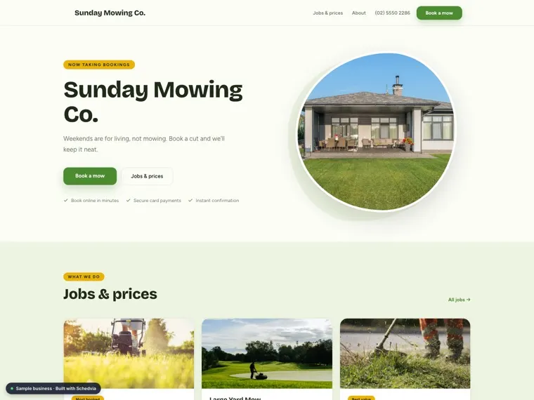 The Sunday Mowing Co. demo site