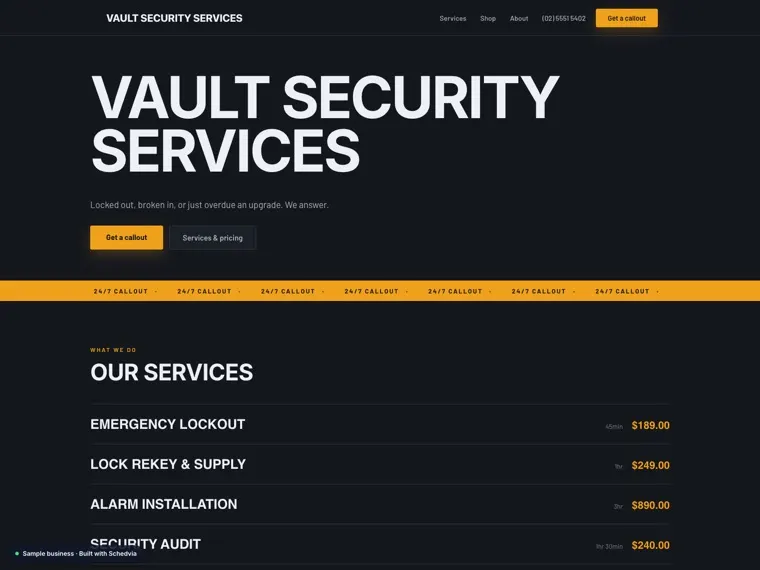 The Vault Security Services demo site