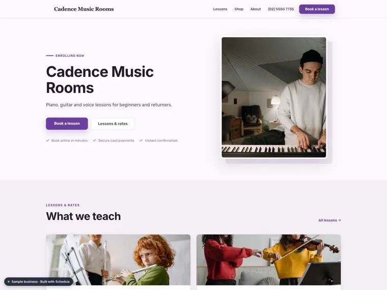 The Cadence Music Rooms demo site