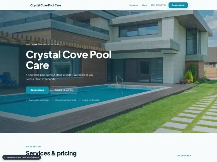 The Crystal Cove Pool Care demo site