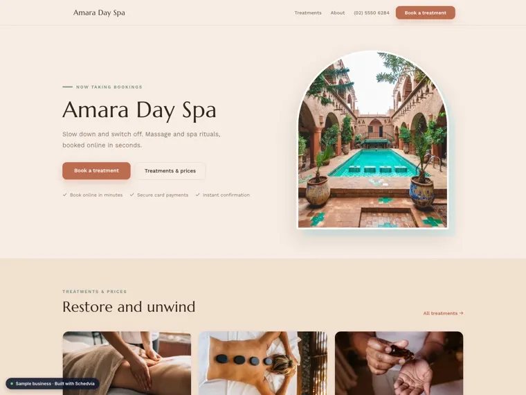 The Amara Day Spa demo site