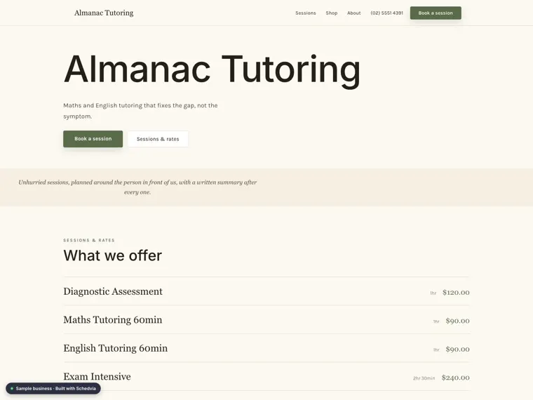 The Almanac Tutoring demo site