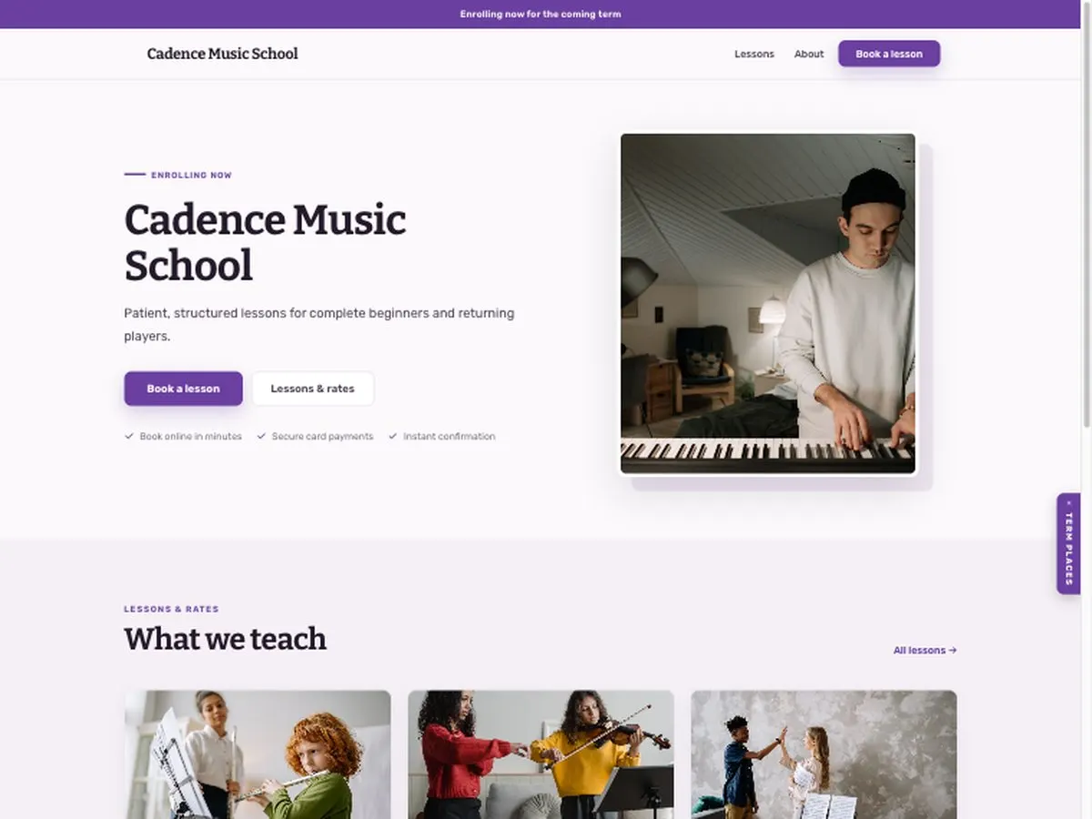 The Cadence Music School demo site