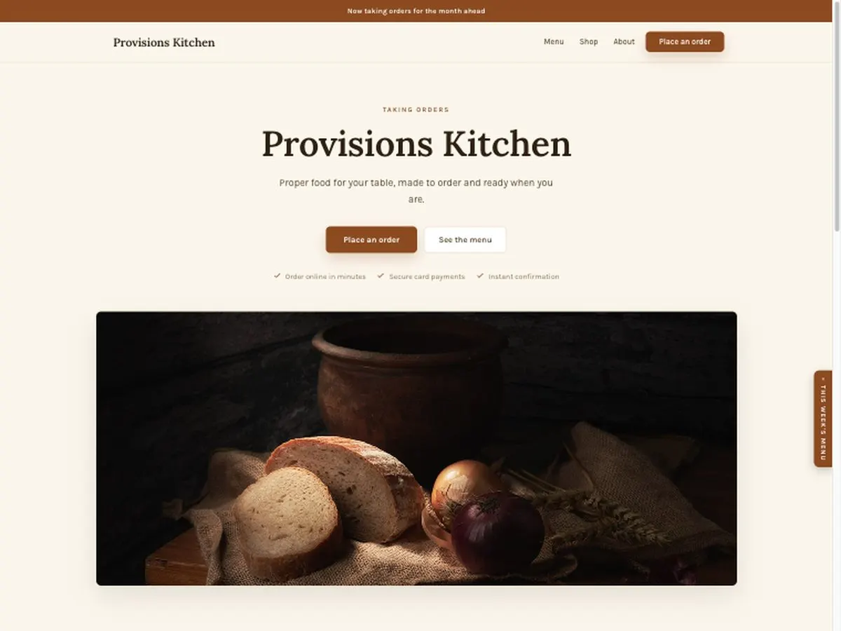 The Provisions Kitchen demo site