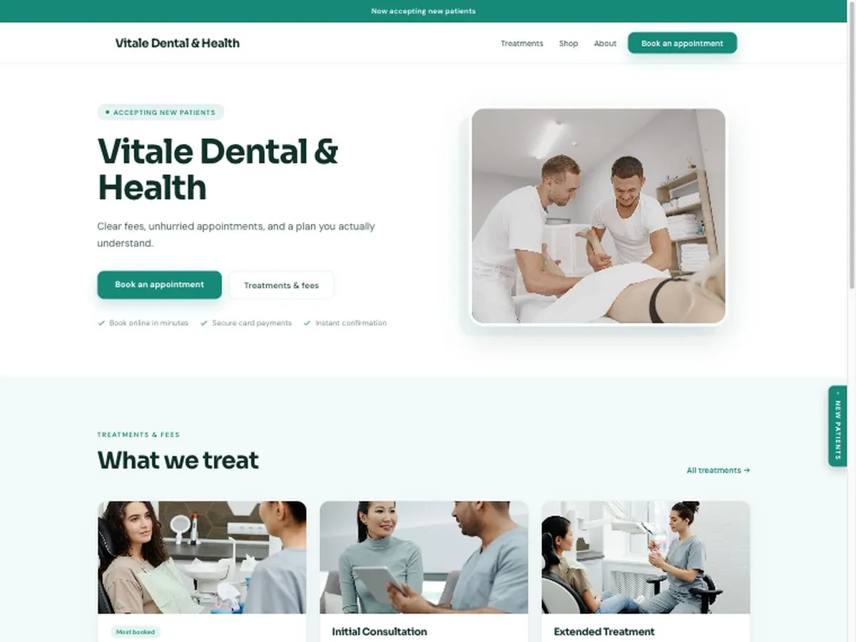 The Vitale Dental & Health demo site